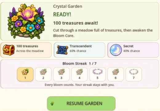 Daily Garden now offers Resume Garden after an early exit